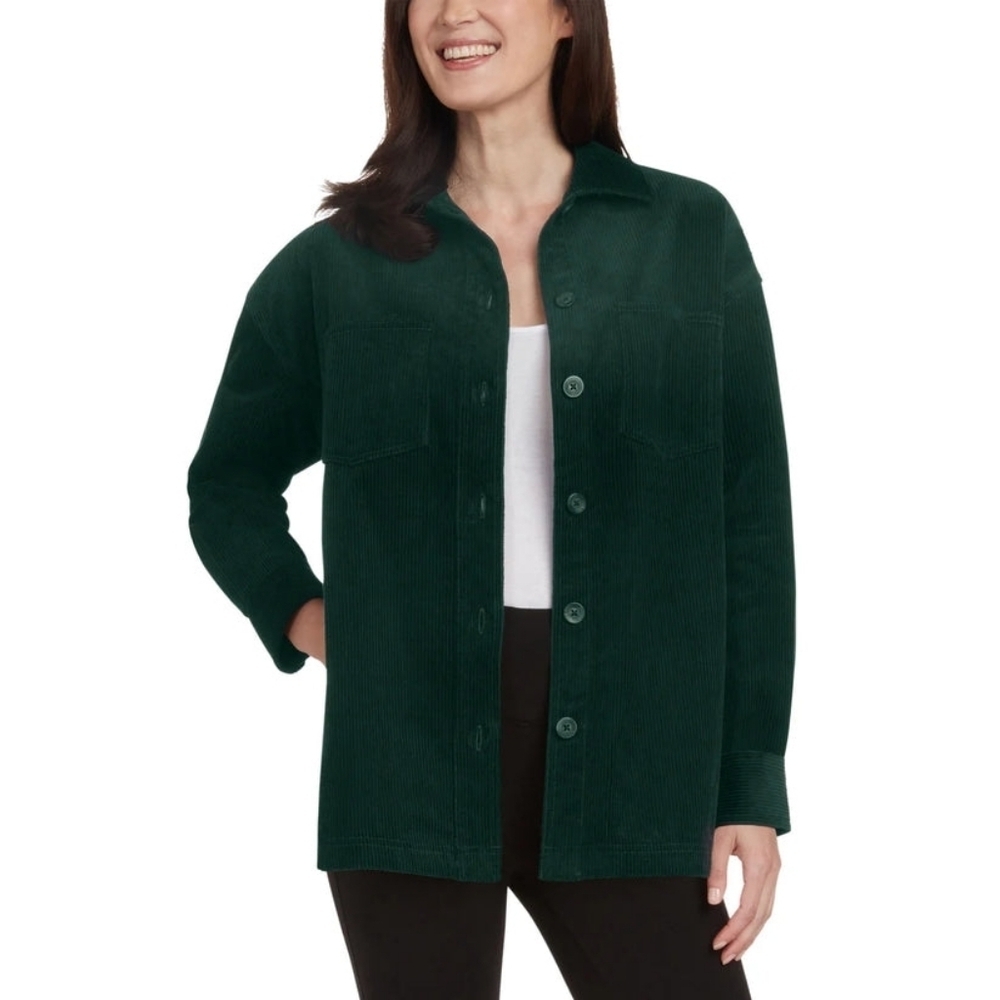 L • Matty M • Emerald Green Corduroy Flannel Shirt Jacket